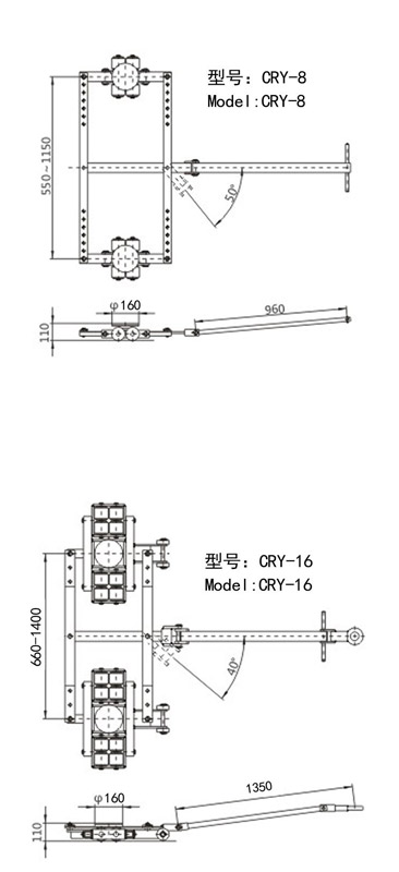 Cr Y Dual Side Moving Skate Cr Series Machine Moving Skates Jndo Toe Jacks And Moving Skates